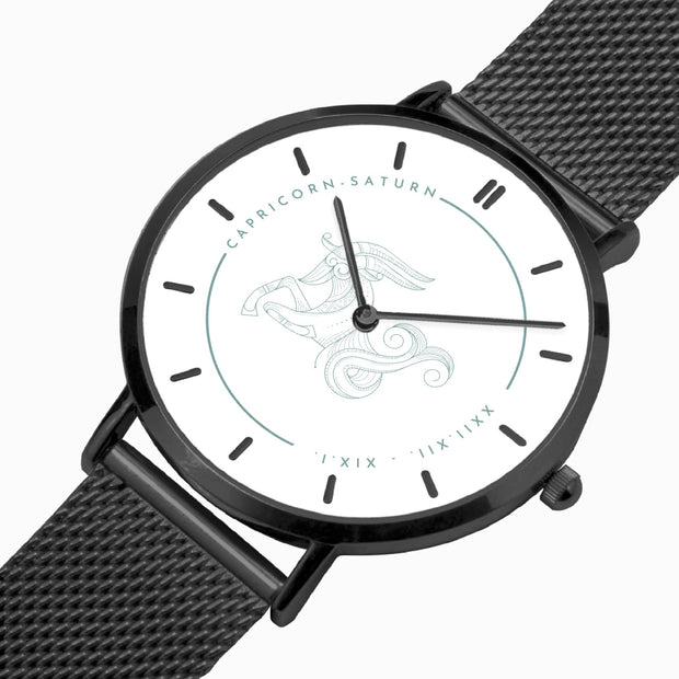 Fashion Ultra-thin Stainless Steel Quartz Watch (With Indicators)- Astrology Capricorn