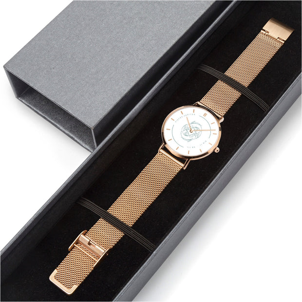 Fashion Ultra-thin Stainless Steel Quartz Watch (With Indicators)- Astrology Pisces