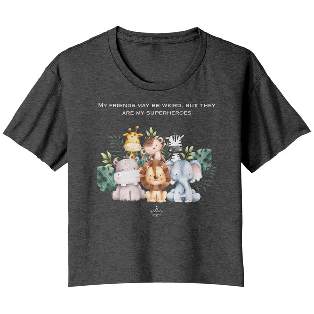 Flowy Crop T-Shirt Women- Friends (White Design)