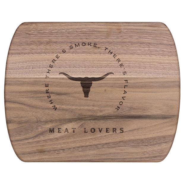 Hardwood Oval Cutting Board Bull Design