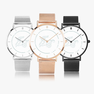 Fashion Ultra-thin Stainless Steel Quartz Watch (With Indicators)- Astrology Capricorn